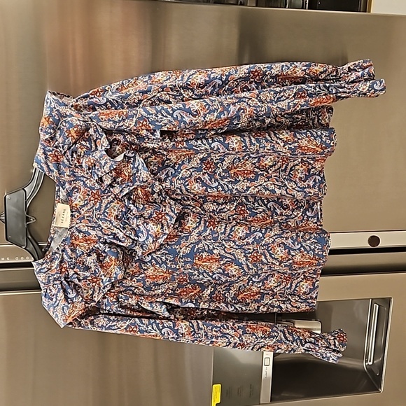 💕SEZANE💕 West Shirt Ranch Marine Multi-Color Paisley Floral Print FR 38 = US 6 - Picture 9 of 16